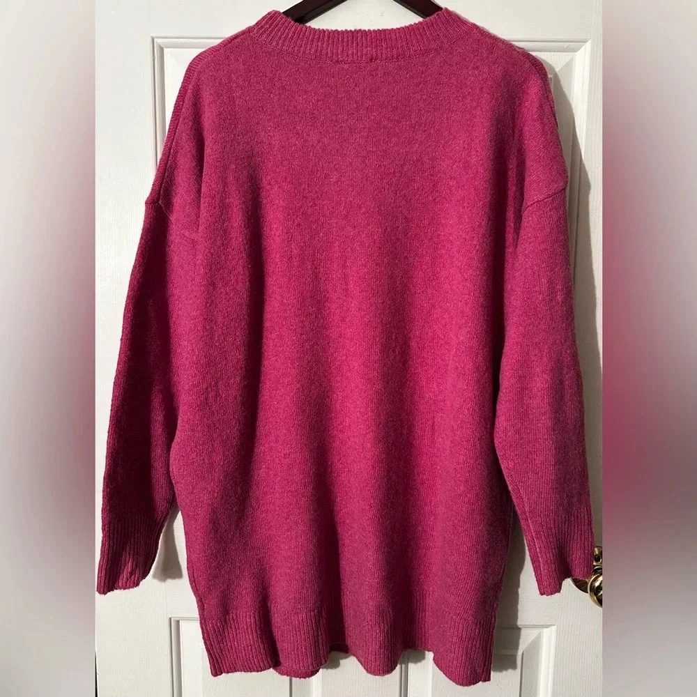 NWT LE LIS Hot Pink Oversized XS Wool Blend Crew Neck SOFT LIKE CASHMERE Sweater